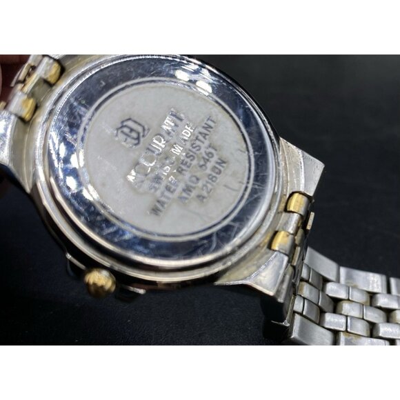 Swiss Made Accurate Watch Textured Band Date Dial Stainless & Goldtone main image 4